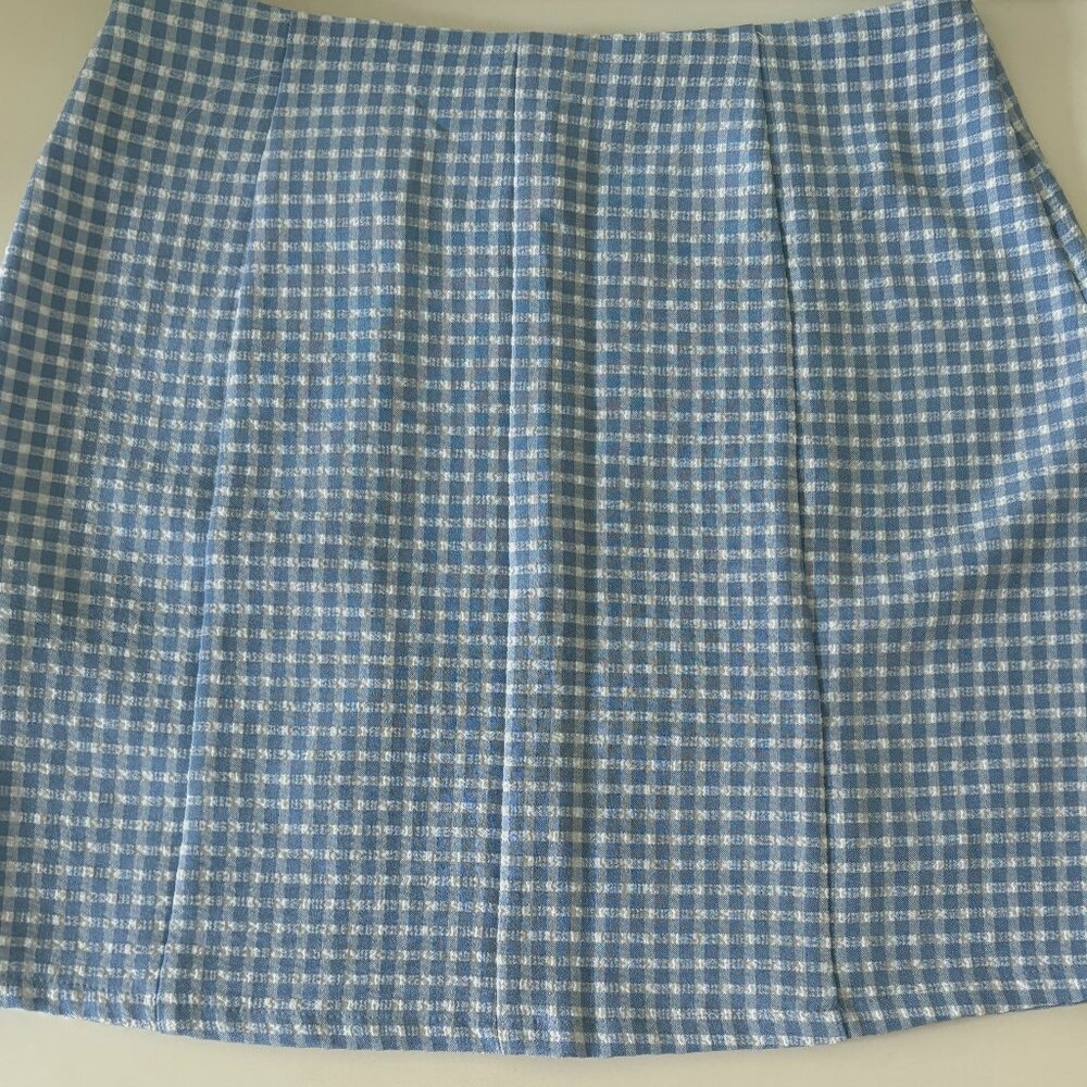 Blue Checker Pencil Skirt